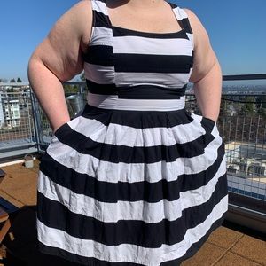 Eshakti Fit & Flare Striped Dress